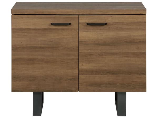 Senkki tumma puu MDF-levy metallijalat 94 x 42 x 79 cm hyllyillä kaksiovinen moderni tyyli