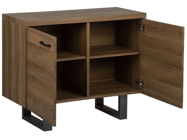 Senkki tumma puu MDF-levy metallijalat 94 x 42 x 79 cm hyllyillä kaksiovinen moderni tyyli