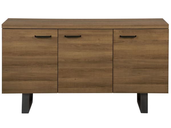 Senkki tumma puu MDF-levy metallijalat 140 x 42 x 79 cm hyllyillä kolmiovinen moderni tyyli