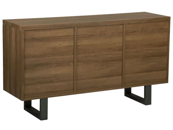 Senkki tumma puu MDF-levy metallijalat 140 x 42 x 79 cm hyllyillä kolmiovinen moderni tyyli