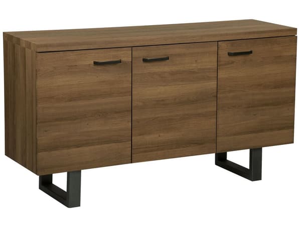 Senkki tumma puu MDF-levy metallijalat 140 x 42 x 79 cm hyllyillä kolmiovinen moderni tyyli