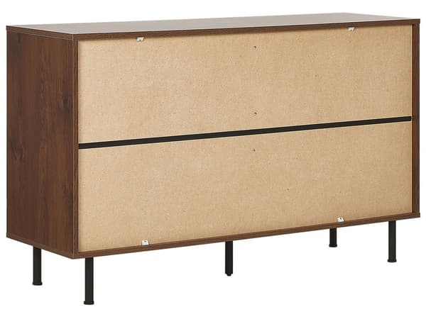 Sidobord Mörk trä med Grå 118 x 40 cm 3 Lådor 1 Byrå Modern Glam