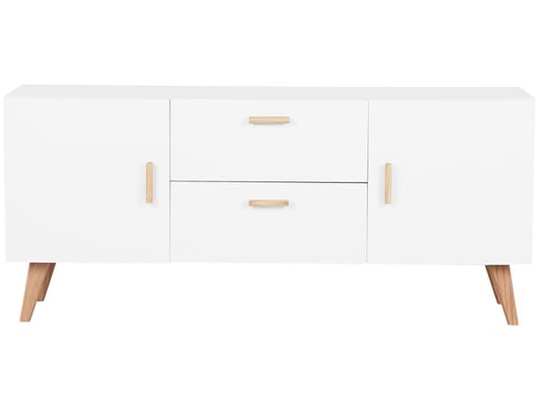 Skænk med 2 Hvide Skuffer 2 Skabe Ege Ben Moderne Skandinavisk Design