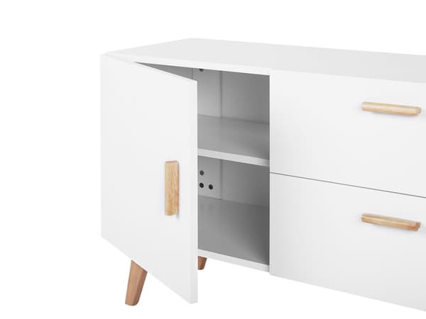 Skænk med 2 Hvide Skuffer 2 Skabe Ege Ben Moderne Skandinavisk Design