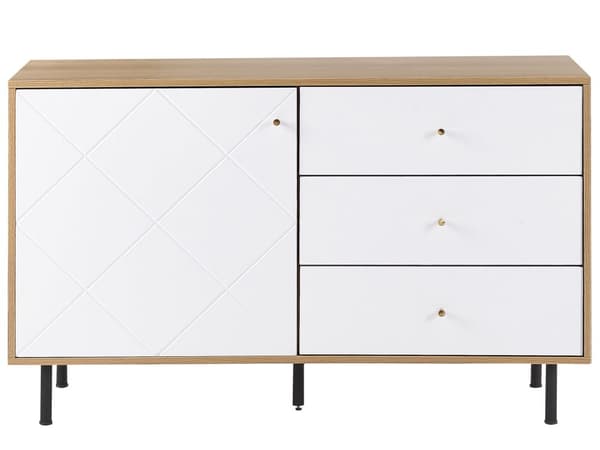 Senkki vaalea puu valkoinen MDF-levy metalli 120 x 39 x 77 cm laatikoilla kaapilla hyllyllä moderni tyyli