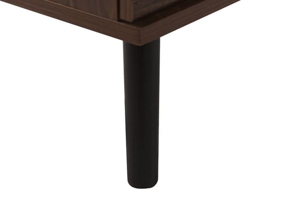 Kommode Mørkt Træ med Sorte Træben 80 x 40 x 80 cm Dekorativ Skænk med Lamel Skydedøre Hylder Opbevaring Rustik Skab Tilbehør Retro