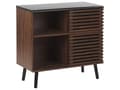 Pikkukuva 1 / 10: Senkki tumma puinen MDF-levy massiivipuu liukuovi hyllyt 80 x 40 x 80 cm perinteinen