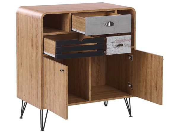 Senkki vaalea puinen lastulevy kaapit laatikot 80 x 40 x 87 cm retro 60 70 luku tyyli
