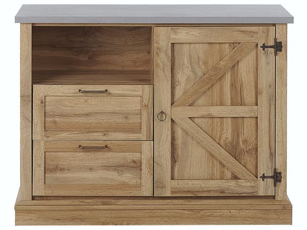 Senkki vaalea puu MDF lastulevy 101 x 40 x 79 cm laatikoilla hyllyillä rustiikkinen tyyli