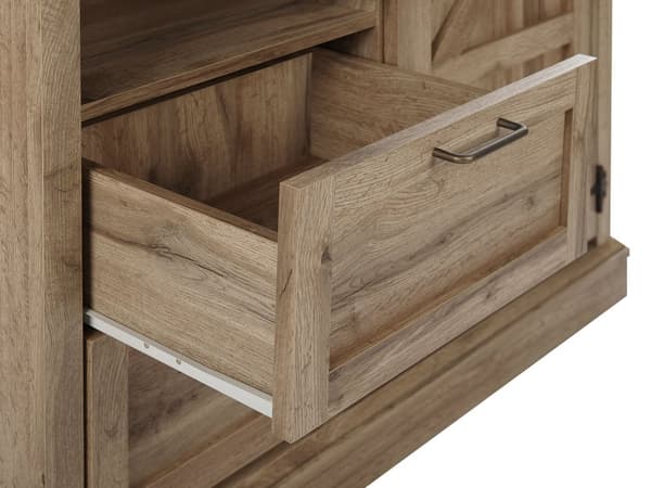Senkki vaalea puu MDF lastulevy 101 x 40 x 79 cm laatikoilla hyllyillä rustiikkinen tyyli