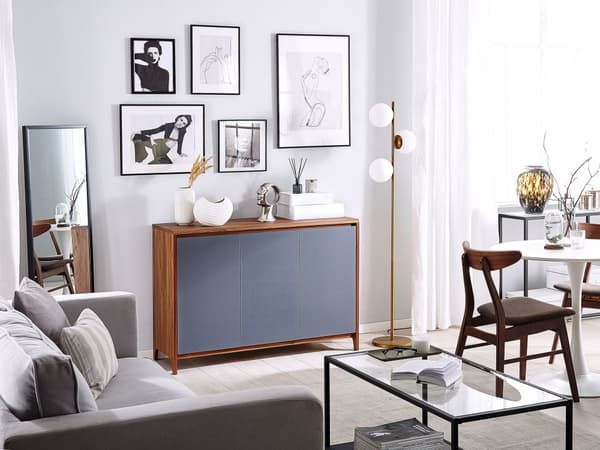 Senkki tumma puu/harmaa 3 ovea 4 hyllyä retro moderni perinteinen tyyli