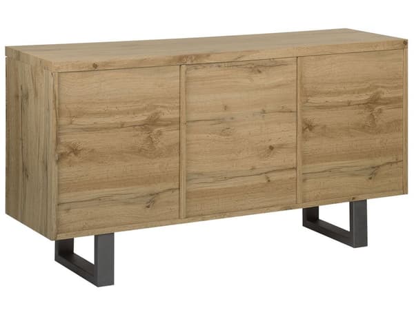 Senkki vaalea puu MDF-levy metallijalat 140 x 42 x 79 cm hyllyillä kolmiovinen moderni tyyli