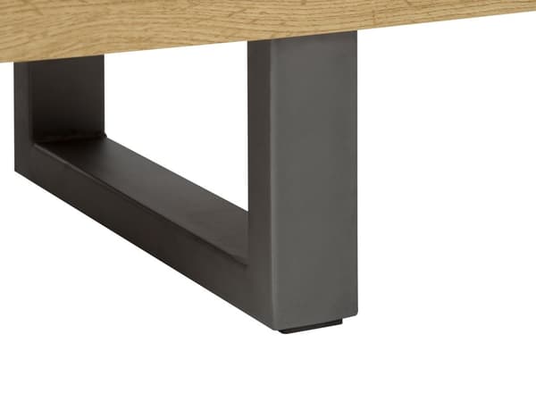 Senkki vaalea puu MDF-levy metallijalat 140 x 42 x 79 cm hyllyillä kolmiovinen moderni tyyli
