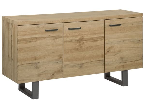 Senkki vaalea puu MDF-levy metallijalat 140 x 42 x 79 cm hyllyillä kolmiovinen moderni tyyli