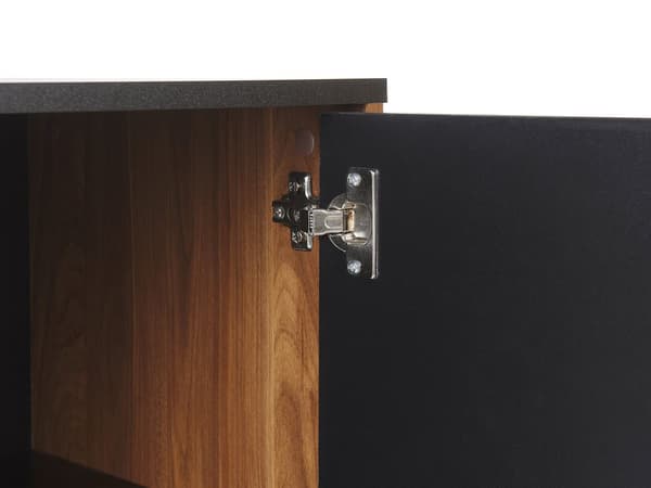 Sidobord Svart med Mörk trä Spånskiva Byrå 3 Lådor 2 Dörrar Vardagsrum Förvaringsmöbler