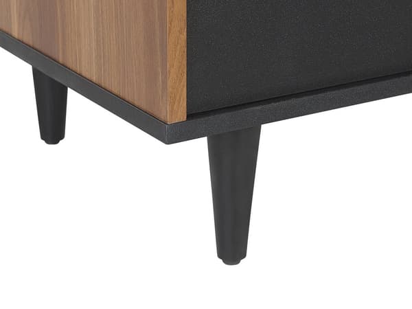 Sidobord Svart med Mörk trä Spånskiva Byrå 3 Lådor 2 Dörrar Vardagsrum Förvaringsmöbler