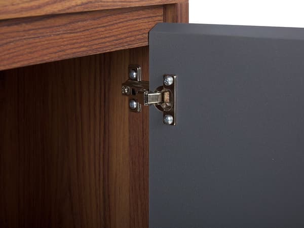 Sidobord Mörk trä med Grå Konstruerat Trä 3-Dörr Byrå Retro Modern