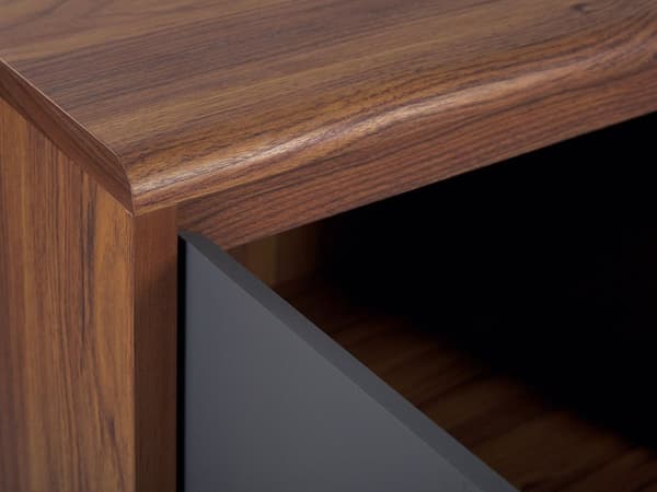 Sidobord Mörk trä med Grå Konstruerat Trä 3-Dörr Byrå Retro Modern
