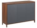 Miniatyrbild 1 av 11: Sidobord Mörk trä med Grå Konstruerat Trä 3-Dörr Byrå Retro Modern