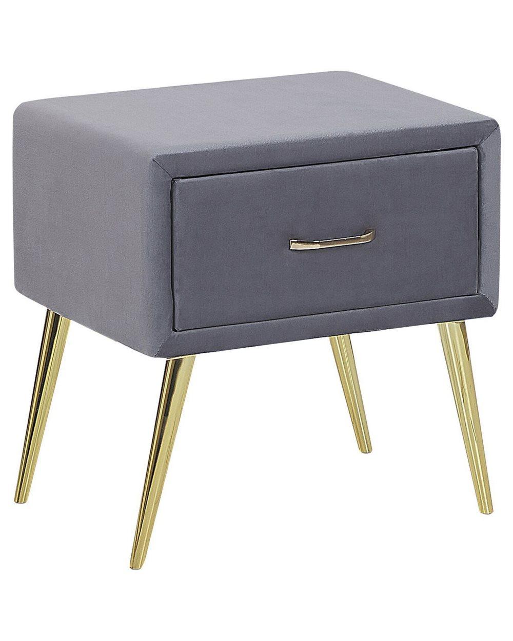 Sängbord velour grå FLAYAT