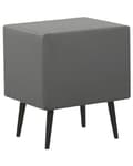 Miniatyrbild 5 av 8: Nattduksbord Grå konstläderklädsel 2 lådor Nattduksbord Minimalistisk modern design Svarta ben