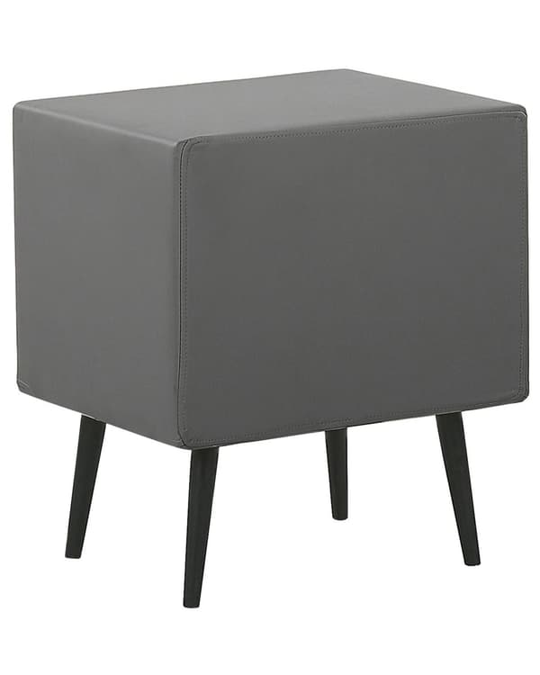 Nattduksbord Grå konstläderklädsel 2 lådor Nattduksbord Minimalistisk modern design Svarta ben