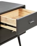 Miniatyrbild 6 av 8: Nattduksbord Grå konstläderklädsel 2 lådor Nattduksbord Minimalistisk modern design Svarta ben