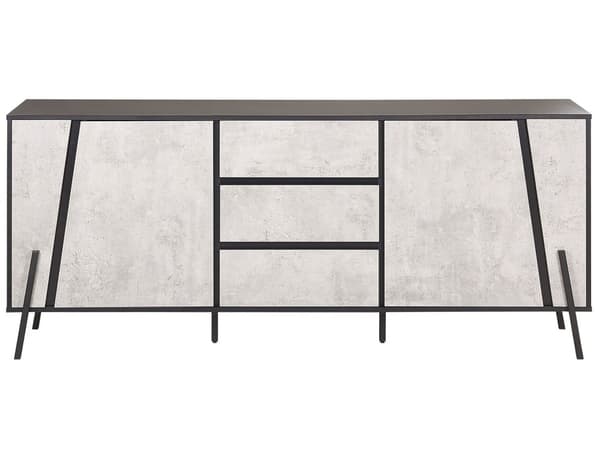 Sidobord Betong Effekt med Svart 2 Byrålådor 3 Lådor Metallben Industriell Design
