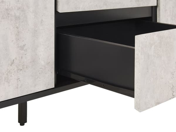 Sidobord Betong Effekt med Svart 2 Byrålådor 3 Lådor Metallben Industriell Design