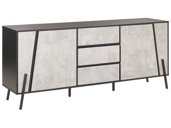 Sidobord Betong Effekt med Svart 2 Byrålådor 3 Lådor Metallben Industriell Design