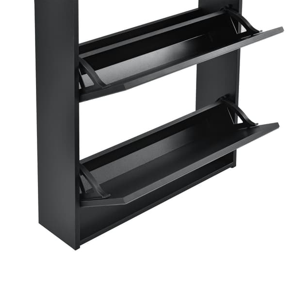 [en.casa] ® Skoskab Vogar-2 rum til 6 par sko-67x63x17cm-melaminovertrukket spånplade-sort