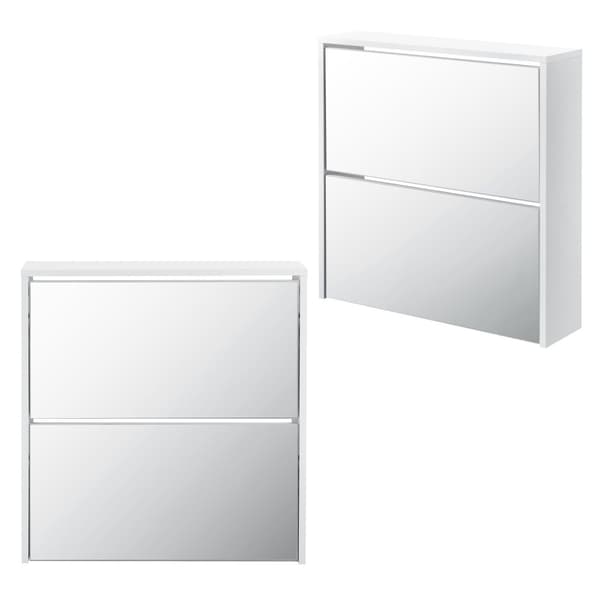 [en.casa] ® Skoskab Vogar-2 rum til 6 par sko-67x63x17cm-melaminbelagt spånplade-hvid