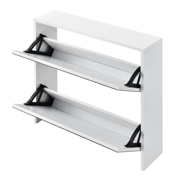 [en.casa] ® Skoskab Vogar-2 rum til 6 par sko-67x63x17cm-melaminbelagt spånplade-hvid