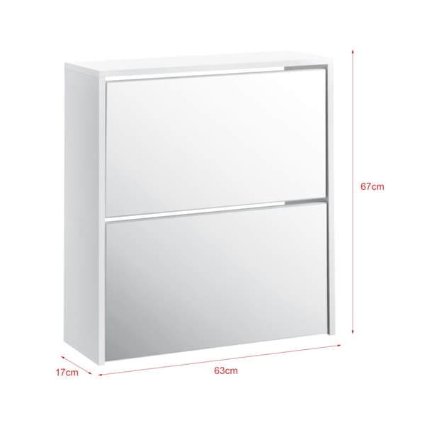 [en.casa] ® Skoskab Vogar-2 rum til 6 par sko-67x63x17cm-melaminbelagt spånplade-hvid