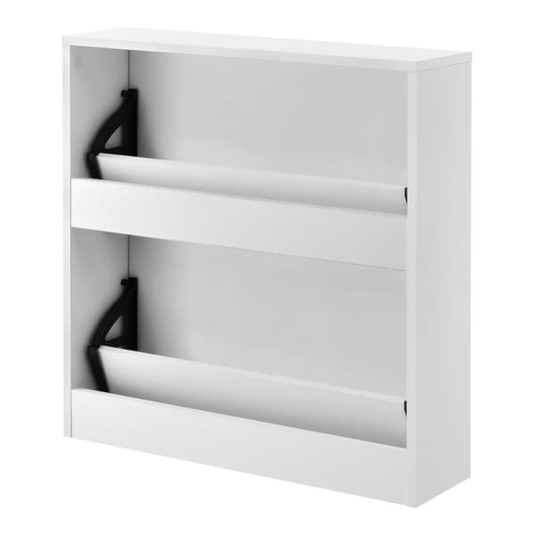 [en.casa] ® Skoskab Vogar-2 rum til 6 par sko-67x63x17cm-melaminbelagt spånplade-hvid