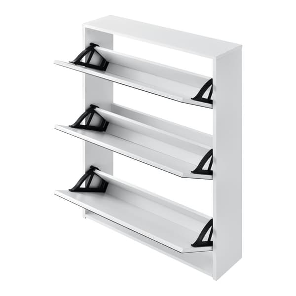 [en.casa] ® Skoskab Vogar-3 rum til 9 par sko-102,5x63x17cm-melaminovertrukket spånplade-hvid