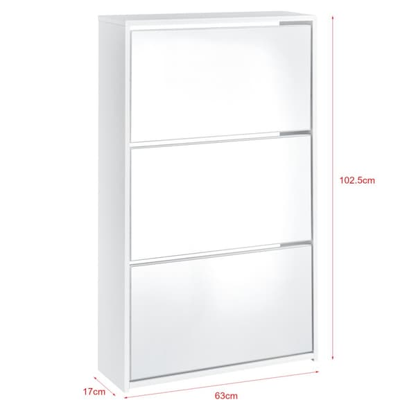[en.casa] ® Skoskab Vogar-3 rum til 9 par sko-102,5x63x17cm-melaminovertrukket spånplade-hvid