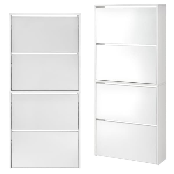 [en.casa]® Skoskåp Vogar-4 fack-plats för 12 par skor-134x63x17cm-melaminbelagd spånsiva-vit