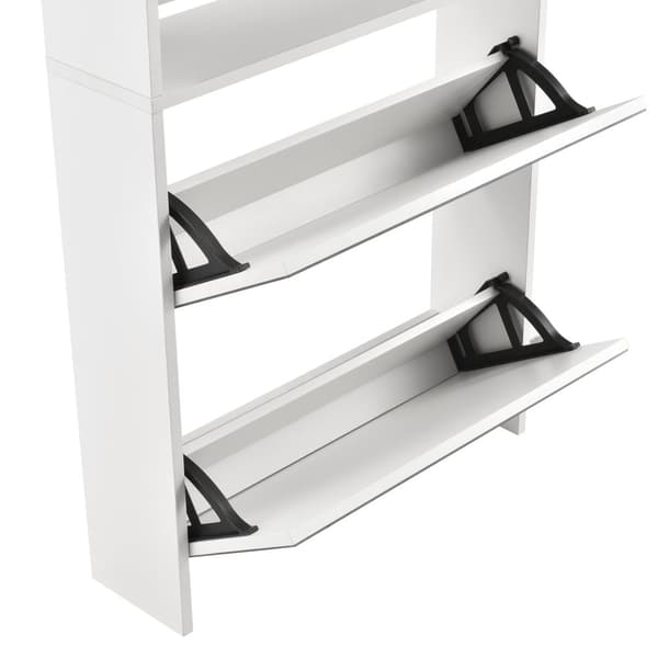 [en.casa]® Skoskåp Vogar-4 fack-plats för 12 par skor-134x63x17cm-melaminbelagd spånsiva-vit