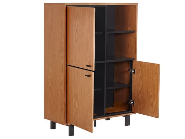 Sidobord Ljus trä med Svart Konstruerat trä med Ekfinish 3 Byrålådor 2 Hyllor Retro