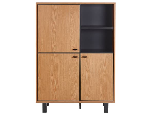Sidobord Ljus trä med Svart Konstruerat trä med Ekfinish 3 Byrålådor 2 Hyllor Retro