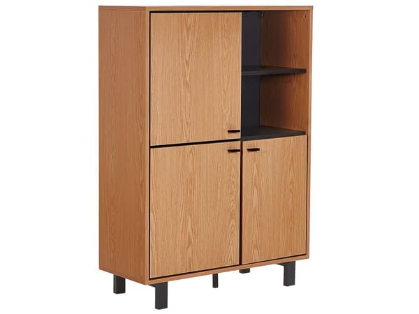 Sidobord Ljus trä med Svart Konstruerat trä med Ekfinish 3 Byrålådor 2 Hyllor Retro
