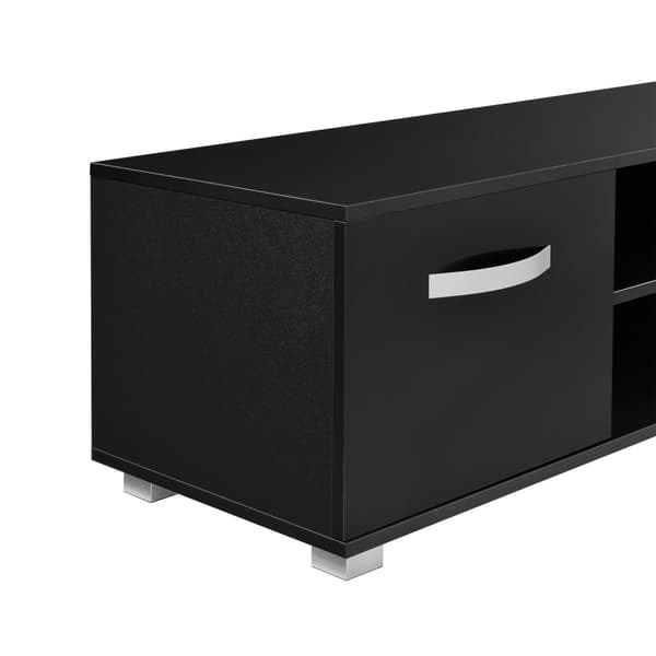[en.casa]® TV-bänk Laugar med dörrar (högglans)-120x40x38cm-melaminbelagd spånskiva-svart