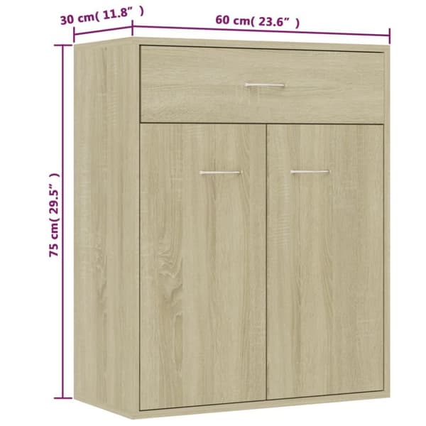 vidaXL Skjenk sonoma eik 60x30x75 cm konstruert tre
