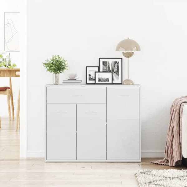 vidaXL Senkki korkeakiilto valkoinen 88x30x70 cm lastulevy