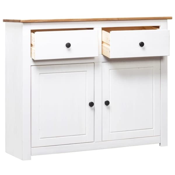vidaXL skænk Panama-serien 93x40x80 cm massivt fyrretræ hvid