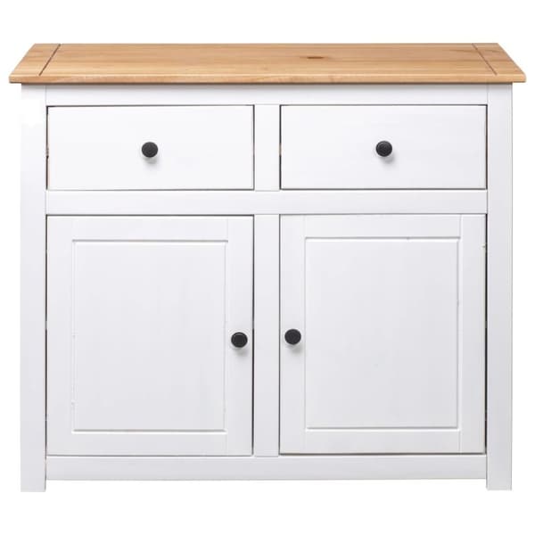 vidaXL skænk Panama-serien 93x40x80 cm massivt fyrretræ hvid