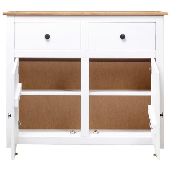 vidaXL skænk Panama-serien 93x40x80 cm massivt fyrretræ hvid