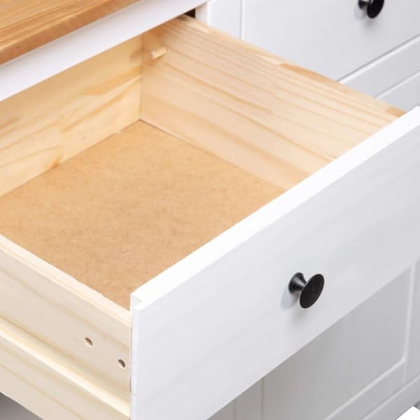 vidaXL skænk Panama-serien 93x40x80 cm massivt fyrretræ hvid