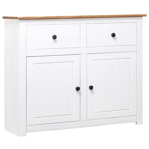 vidaXL skænk Panama-serien 93x40x80 cm massivt fyrretræ hvid